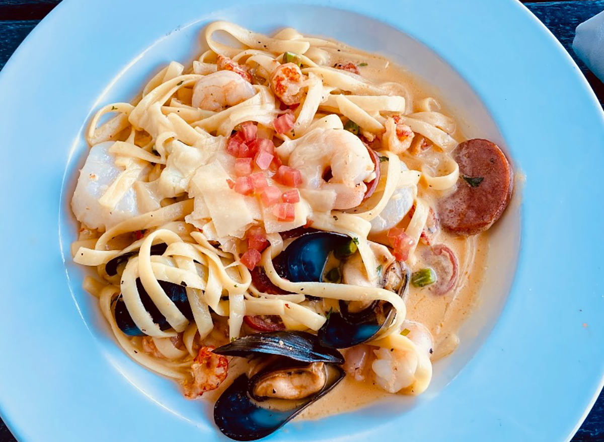plate of seafood pasta
