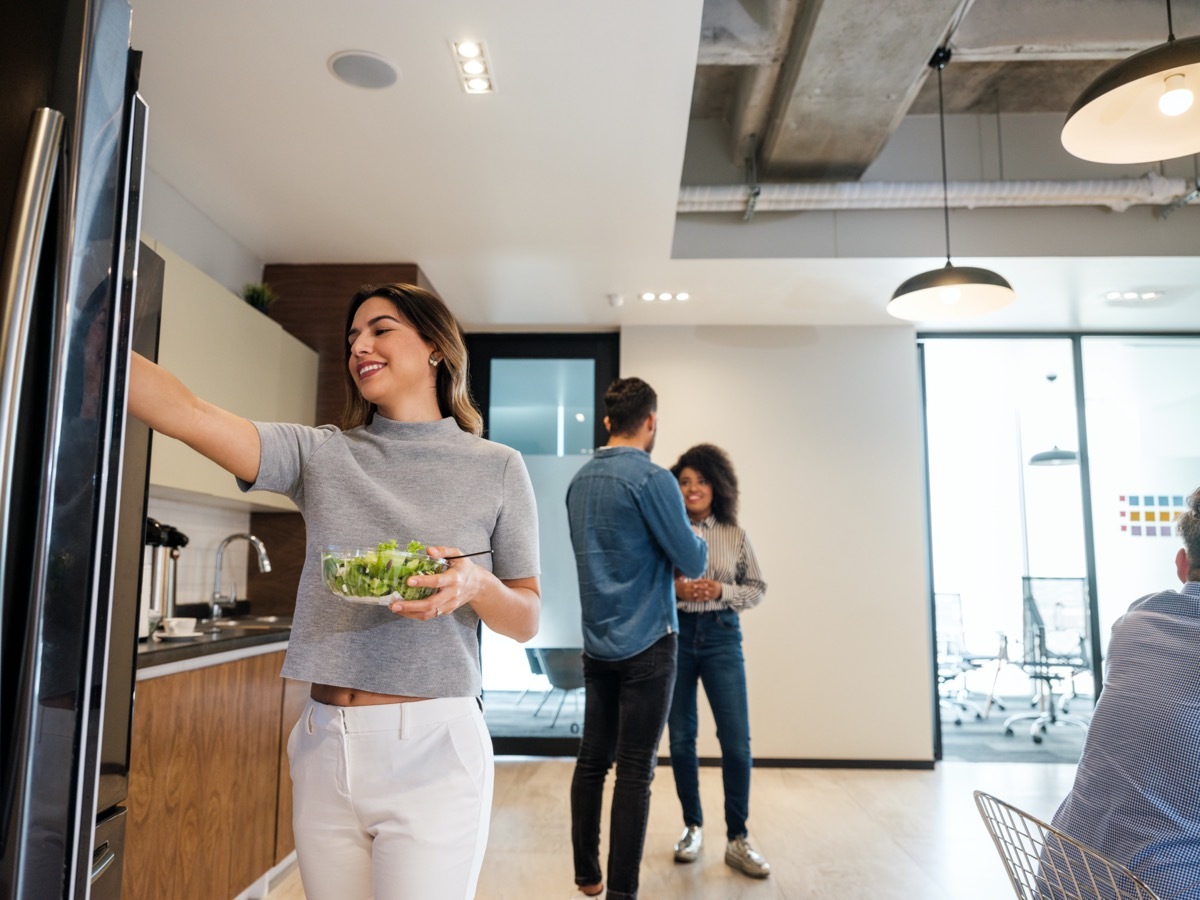 coworking space,office kitchen, business people, young people, latin people,