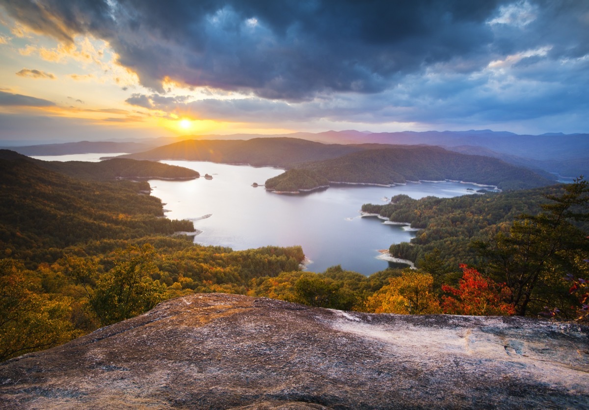 lake jocassee at sunset