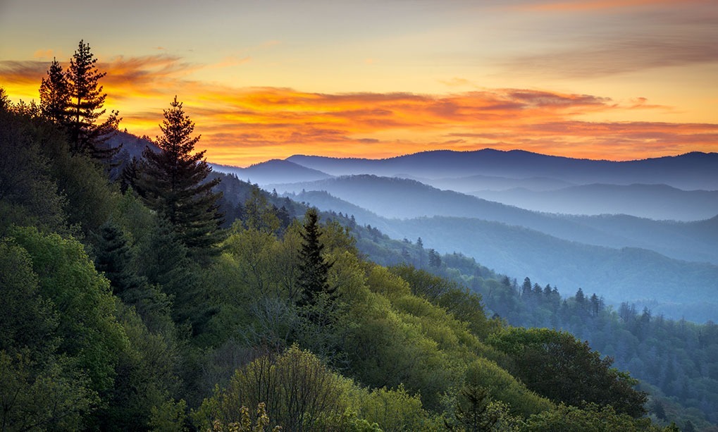 sunset over great smoky mountains