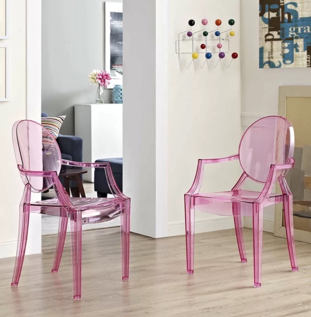 clear chairs, 90s interior design