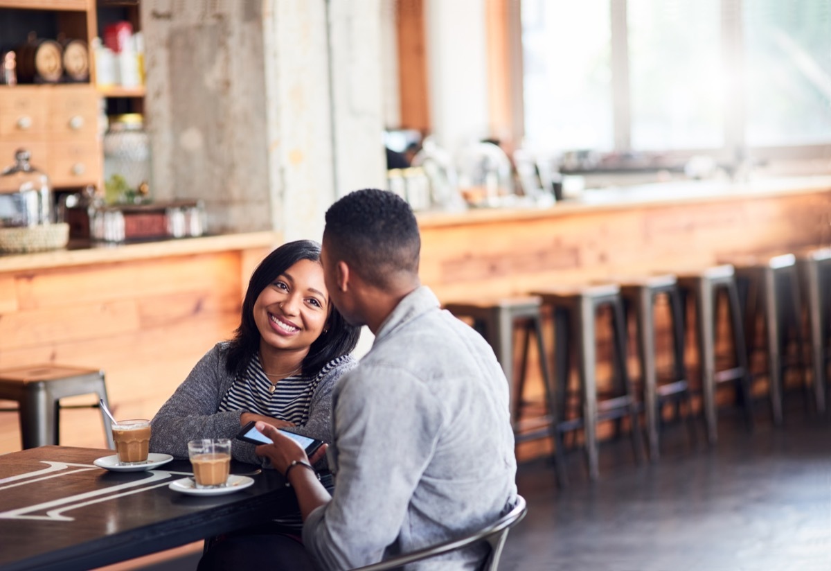 cropped shot of a couple on a date at a coffee shop