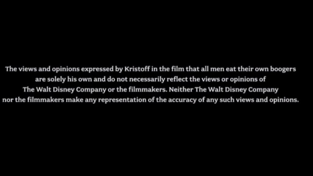 frozen disclaimer movie easter eggs