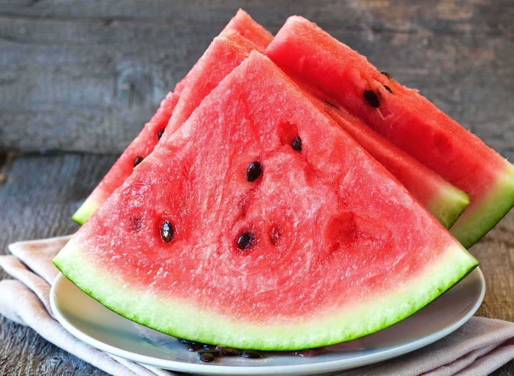 Slices of watermelon on plate
