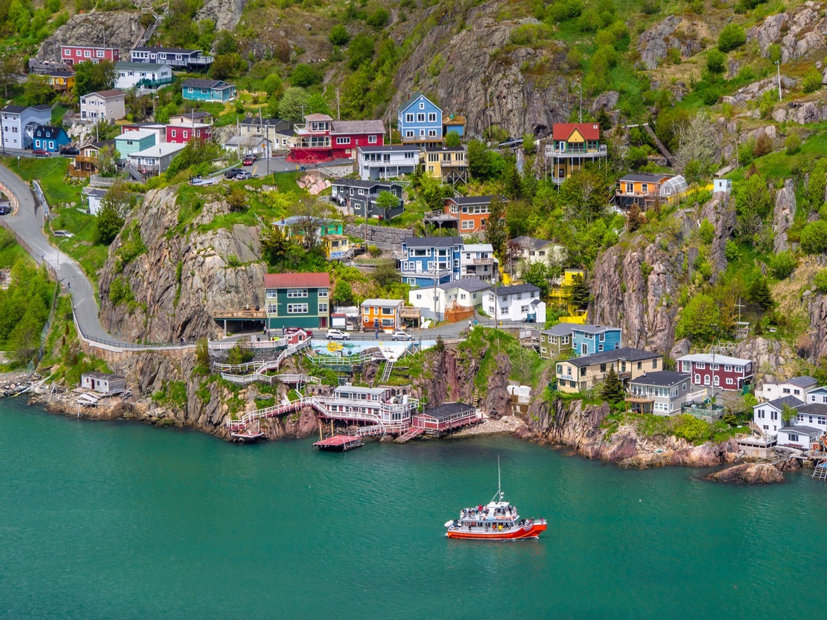 Colorful houses on the slope of Signal Hill in St. John's, Newfoundland, Canada
