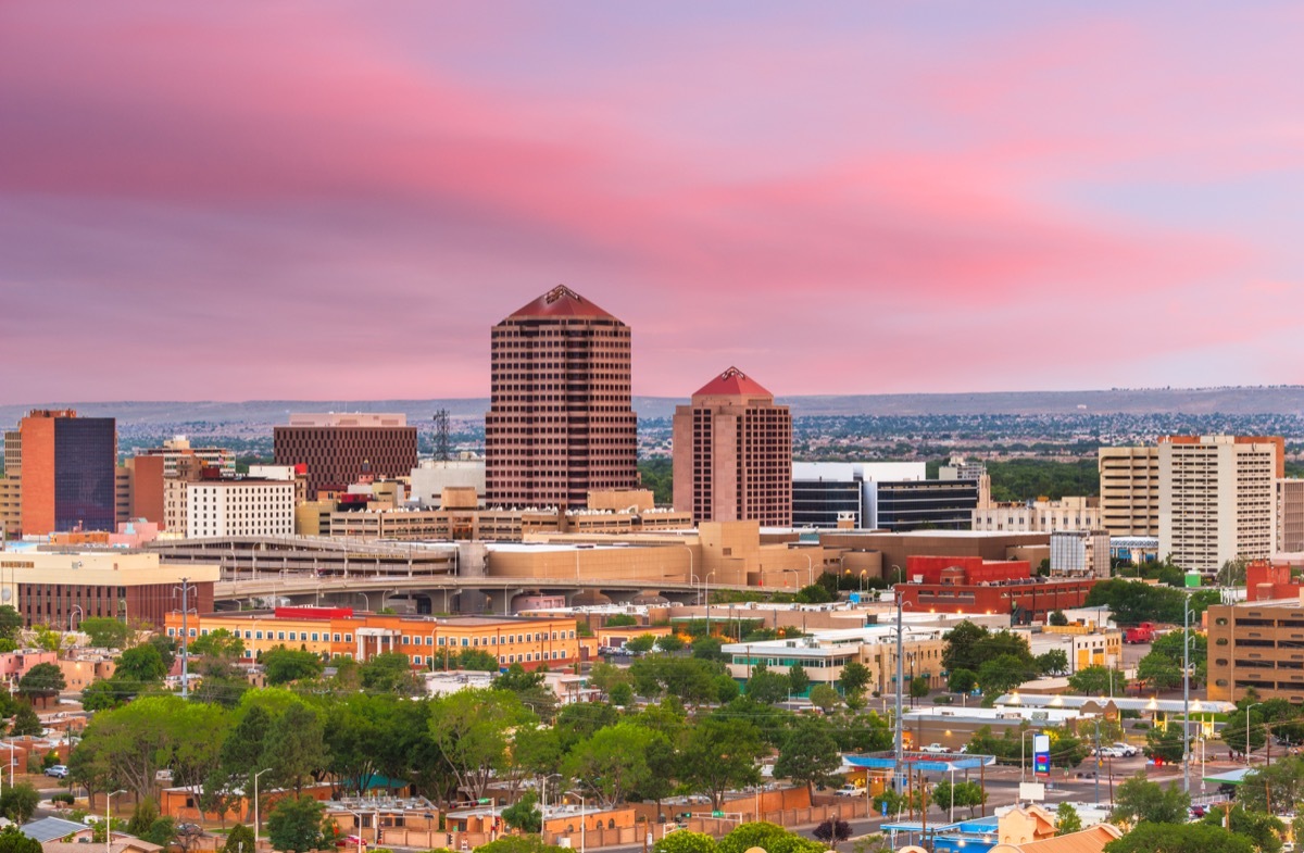 albuquerque plaza, new mexico at dusk