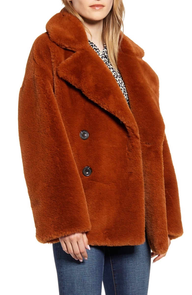 double breasted faux fur coat, Nordstrom anniversary sale
