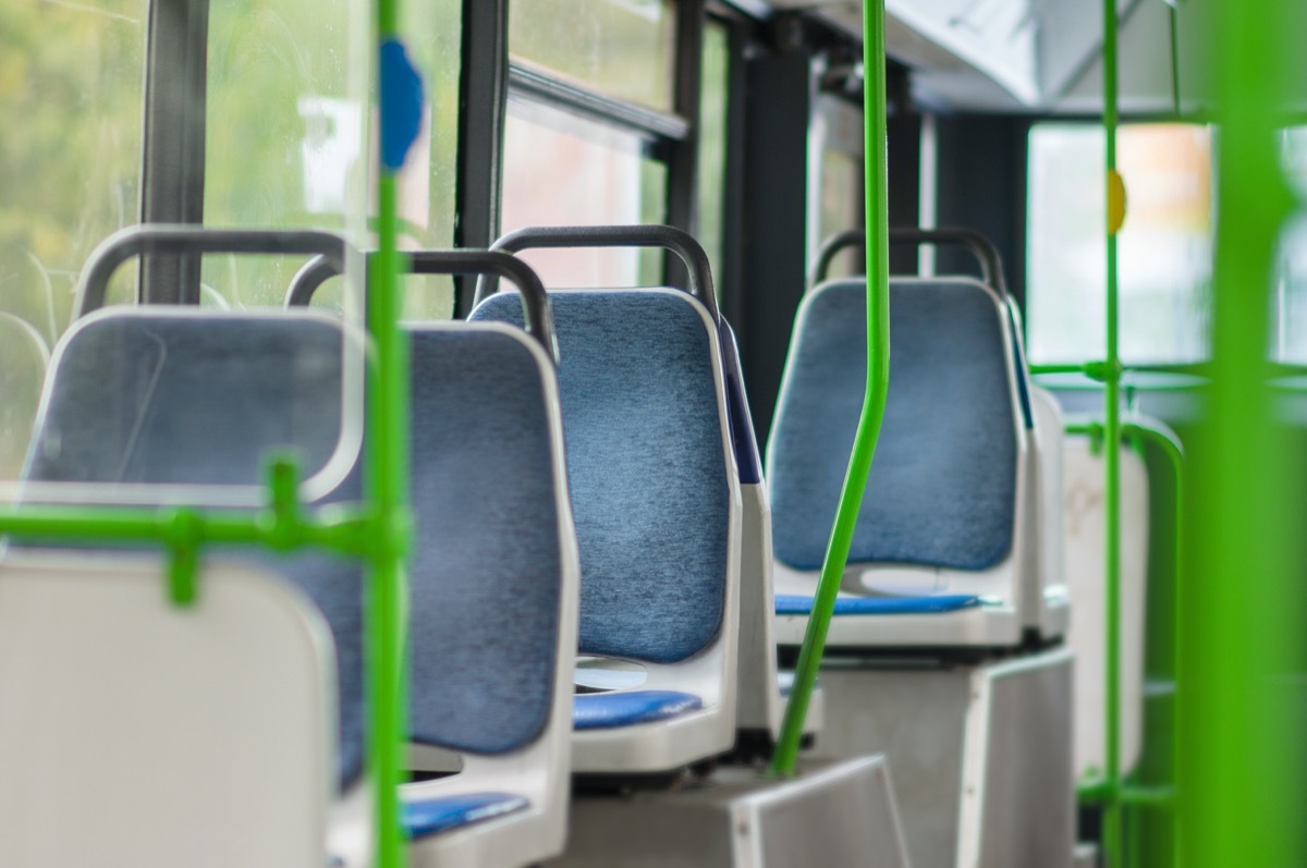 Seat places in back side of modern city bus