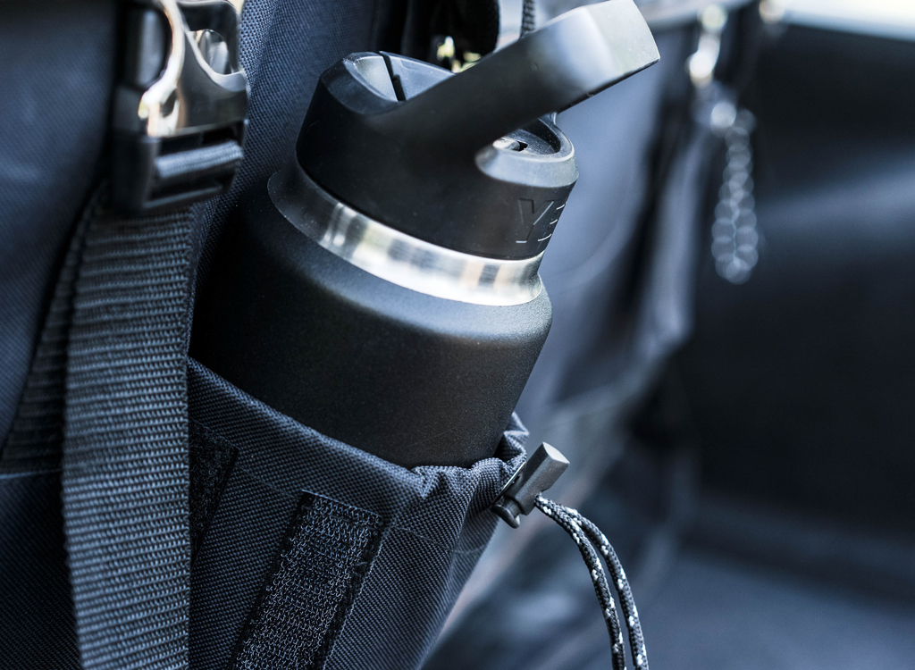 Reusable water bottle in backpack