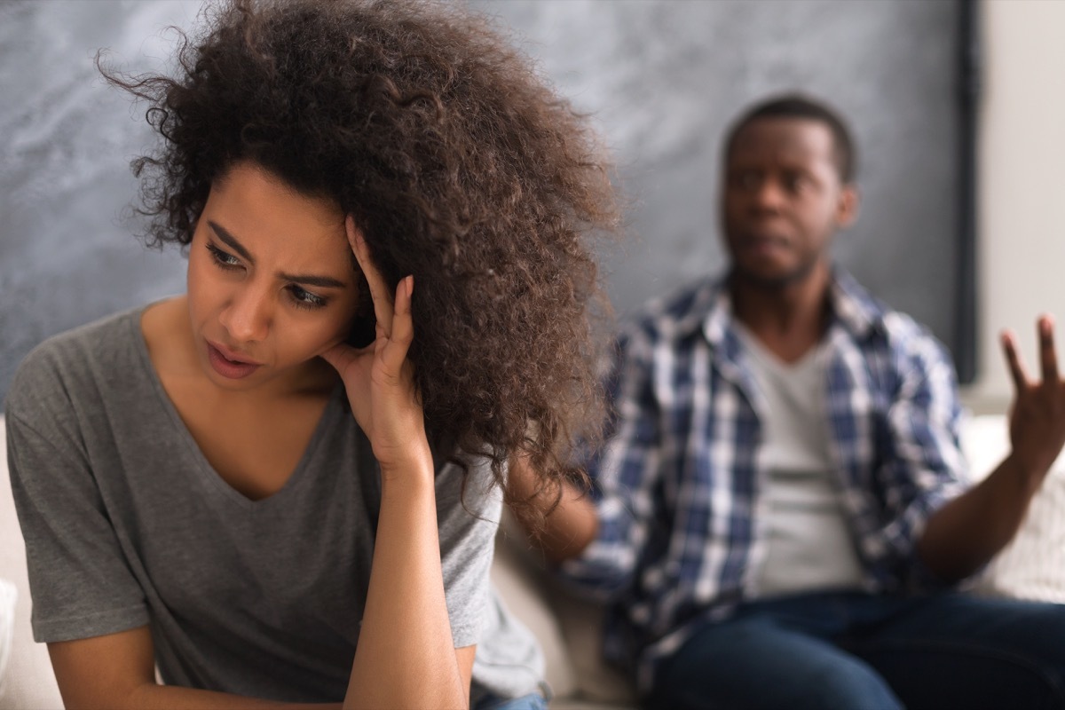 woman arguing asking for space in a couple