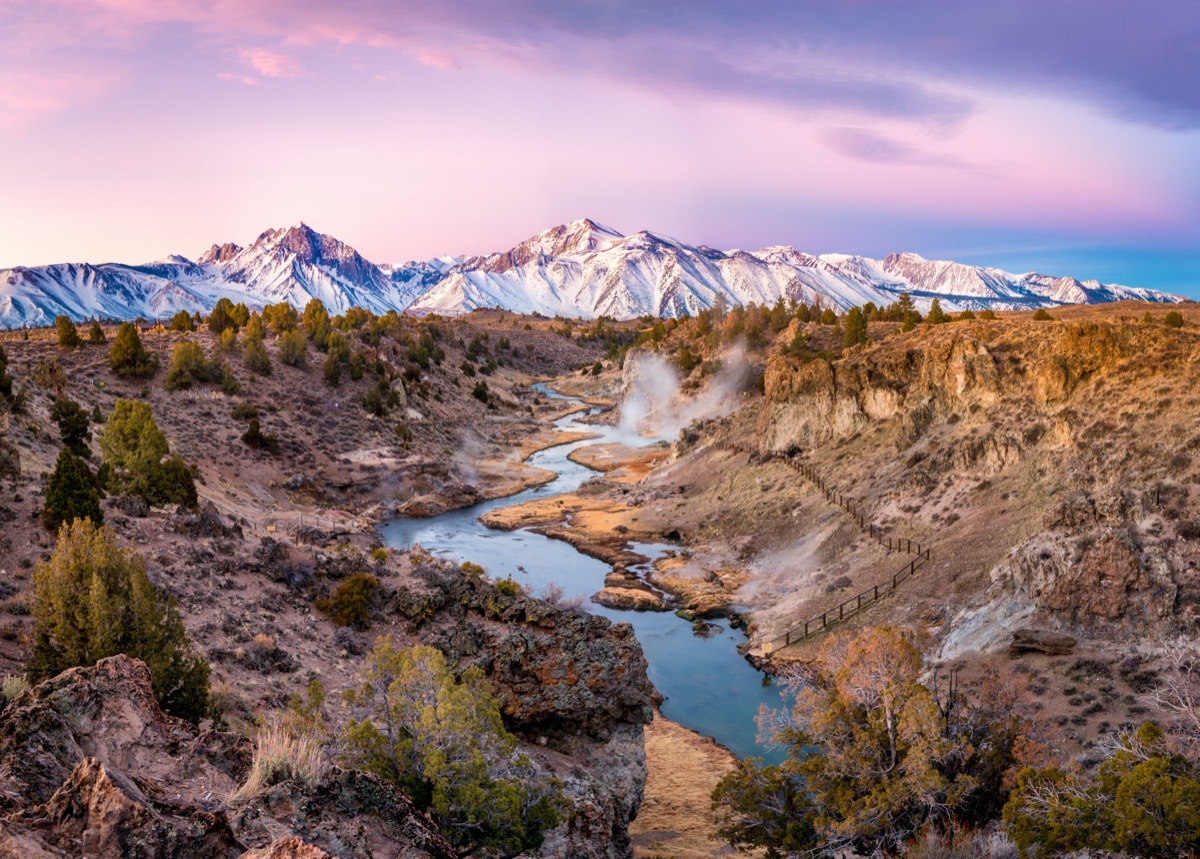 Sunrise at Hot Creek Geological Site in Mono County, California