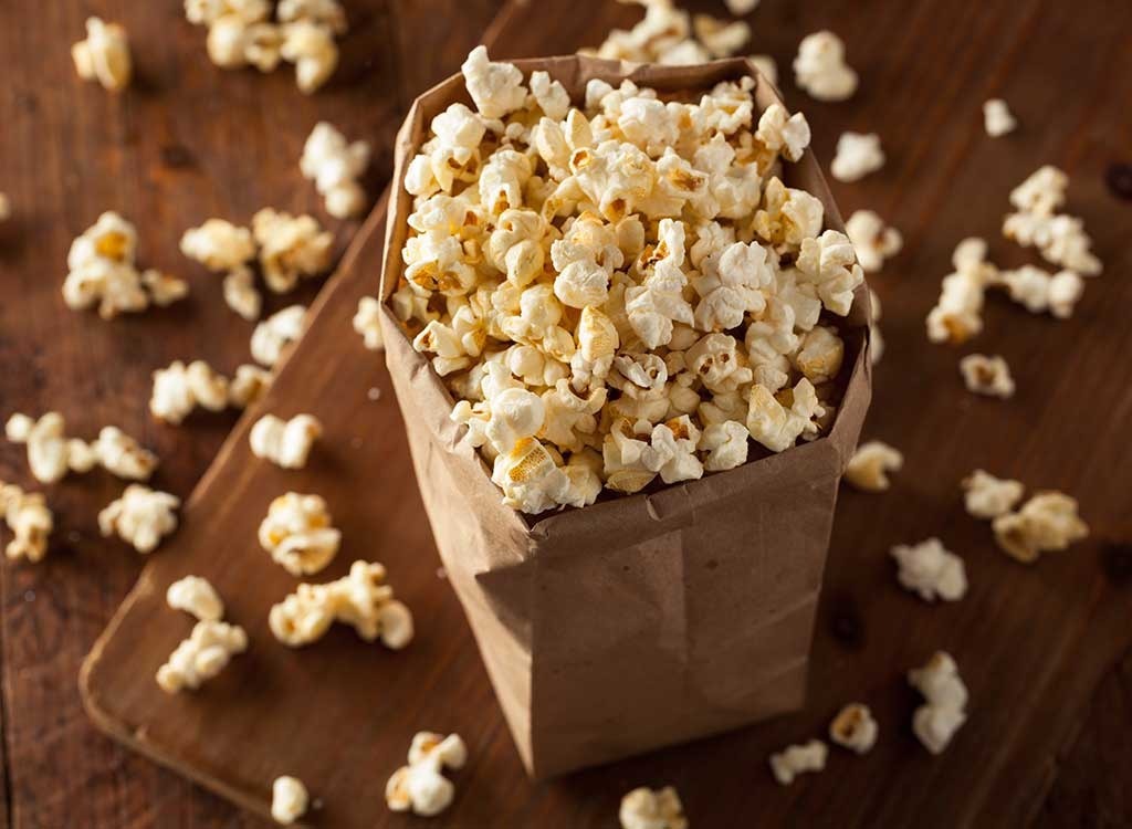popcorn in brown bag