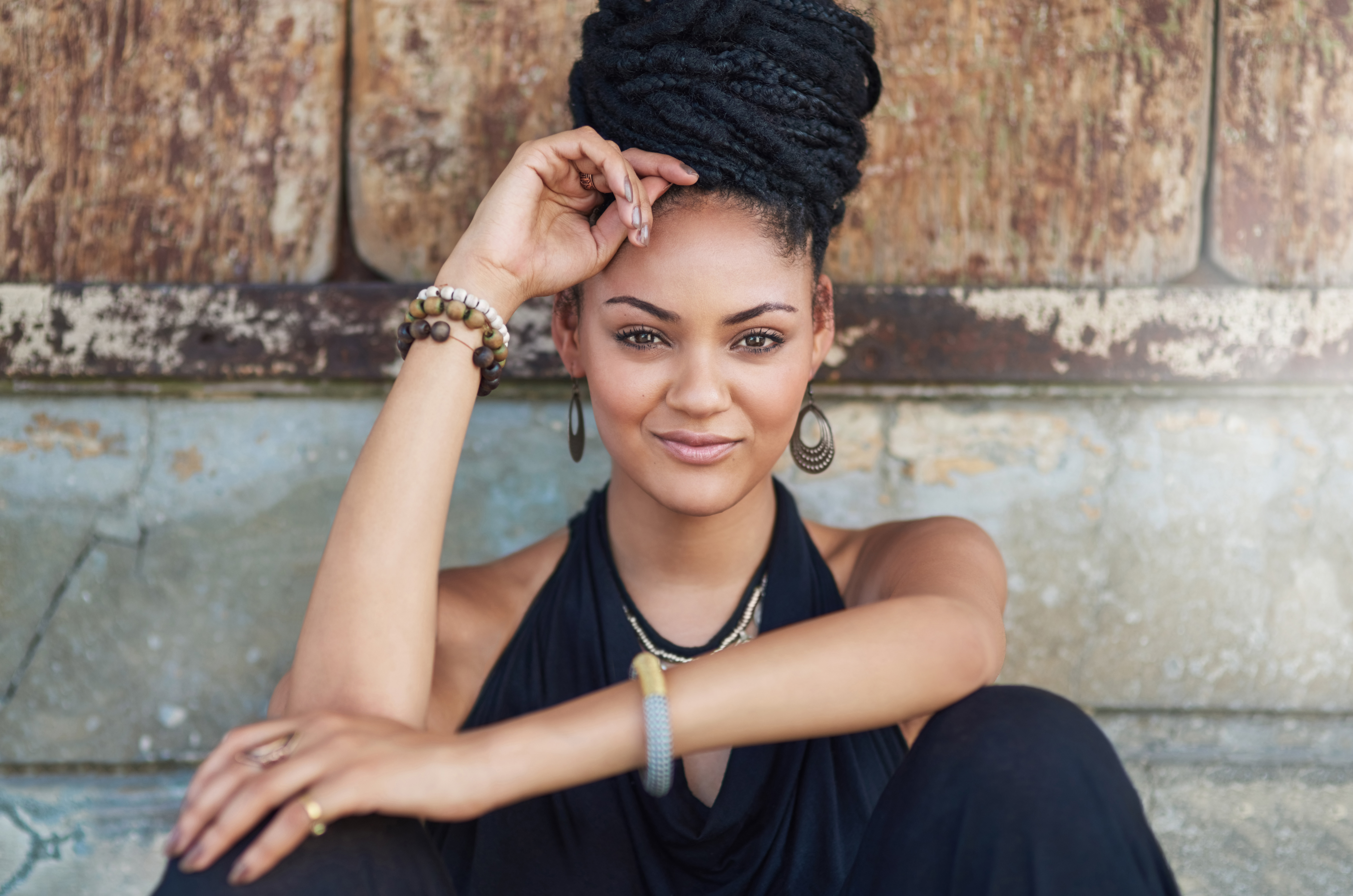 Portrait of an attractive young woman posing outdoors