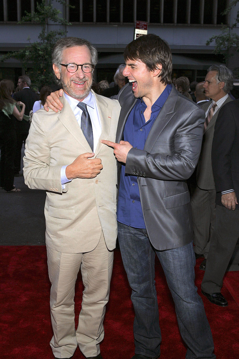 Steven Spielberg and Tom Cruise at the premiere of 