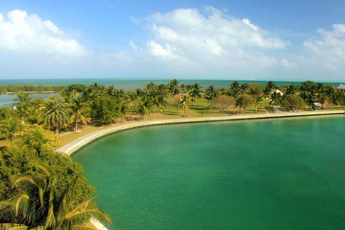 The shoreline and beach of Boca Chita in Biscayne National Park Florida