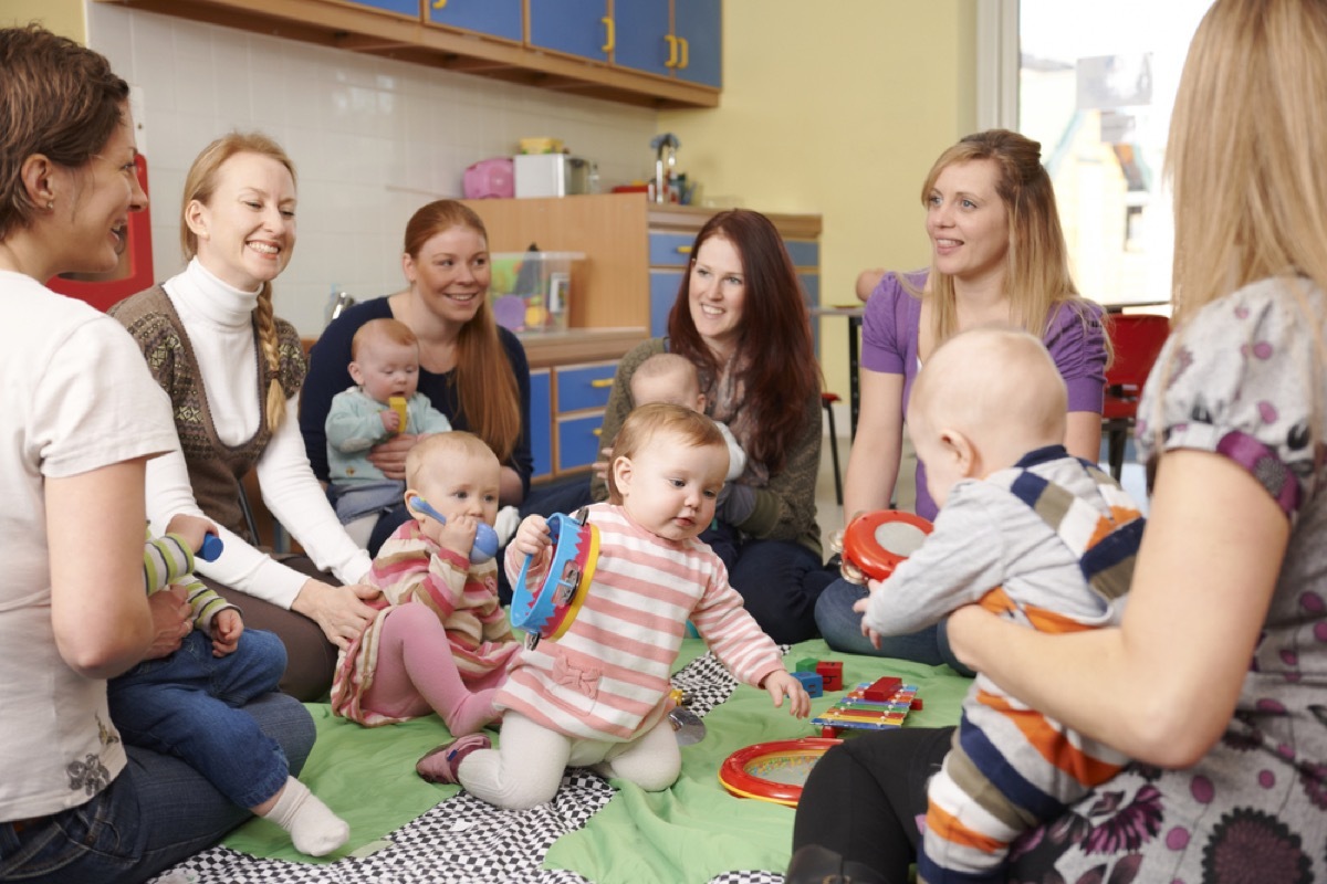 women with babies at playgroup, stay at home mom