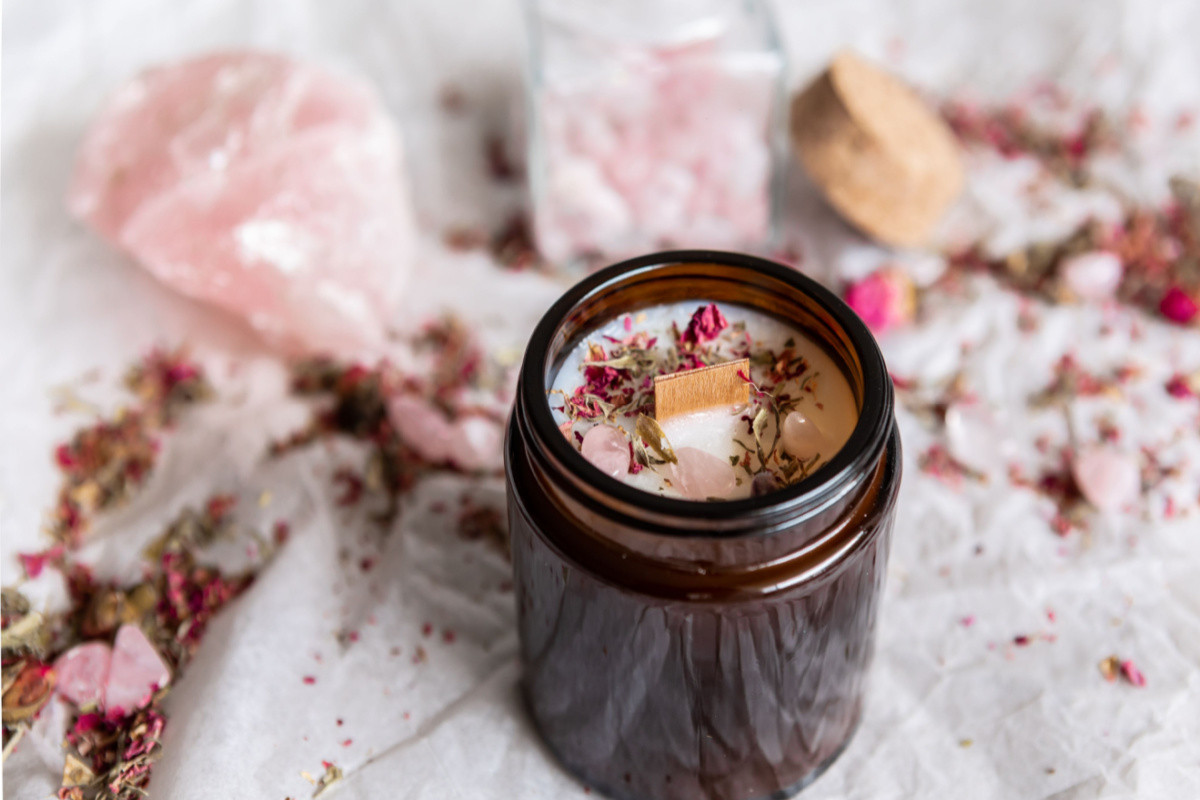 rose and orange candle