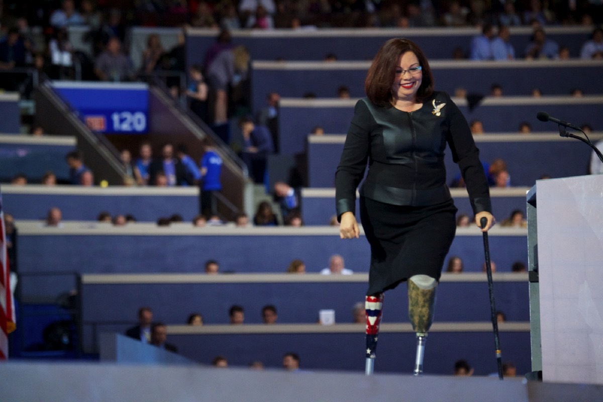 senator tammy duckworth walking across stage