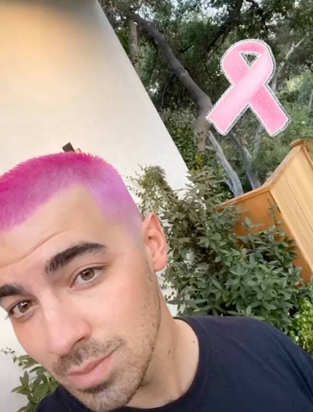 joe jonas debuts pink hair on instagram story in October for breast cancer awareness