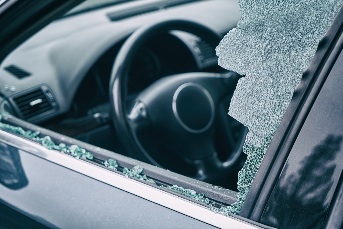 car thief broken window car theft