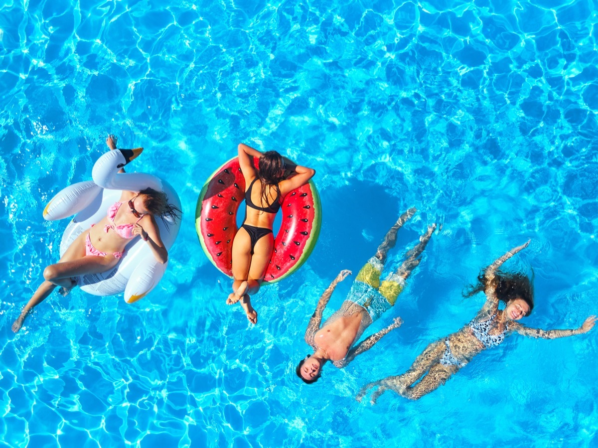 friends in a pool